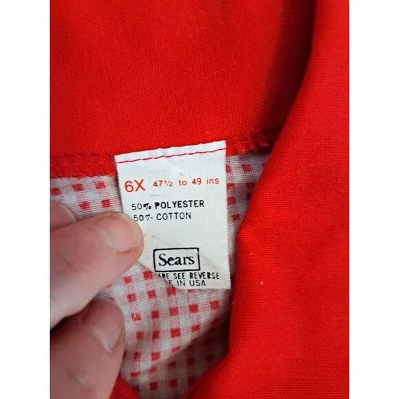 Vtg Sears Girls Red White Embroidered Western  Long Sleeve Shirt 6X Cotton Blend - Picture 4 of 8